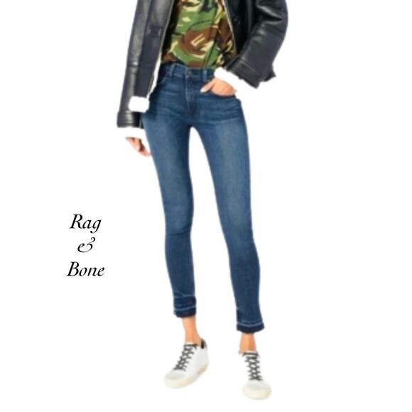 Rag & Bone Alembic High Rise Raw Hem Ankle Skinny Jeans NWOT Size 25 - Picture 1 of 10